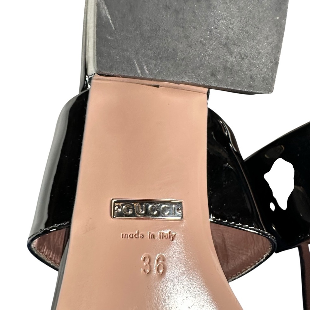 GUCCI Patent T-Bar Strap Horsebit Sandals - Picture 10 of 11